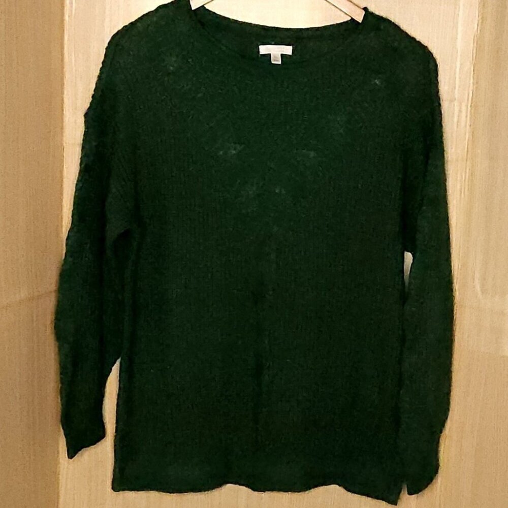 LC Lauren Conrad Green Crew Neck Sweater With Woven Silver Sparkle XL